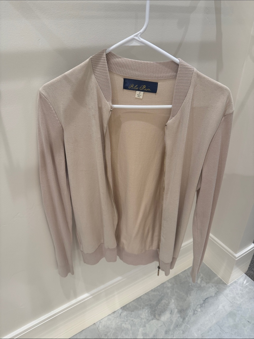 Blue Rain Women's Light Taupe Zip Cardigan Sweater